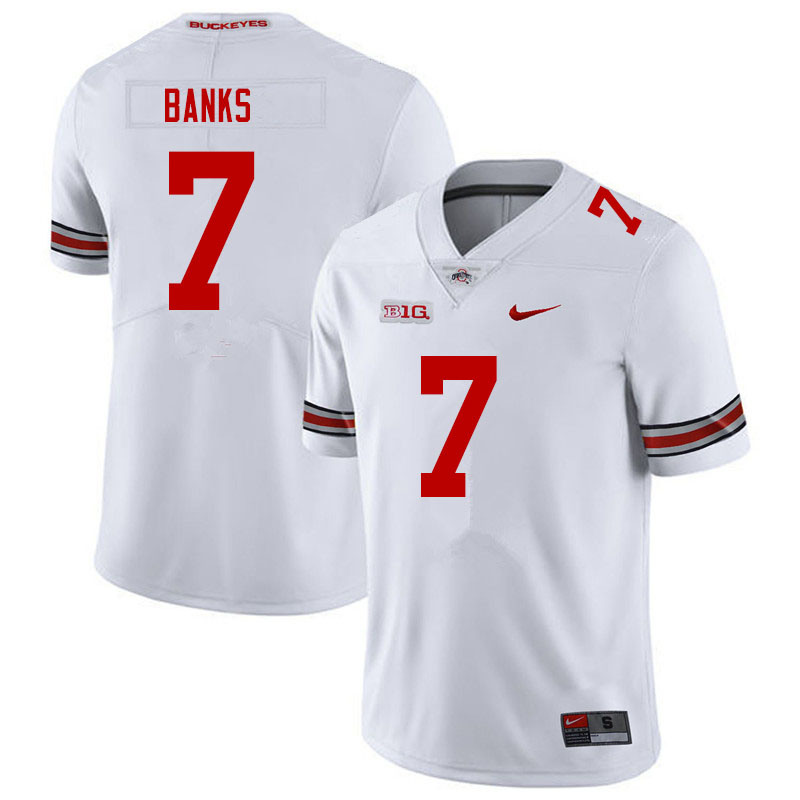 Men #7 Sevyn Banks Ohio State Buckeyes College Football Jerseys Sale-White